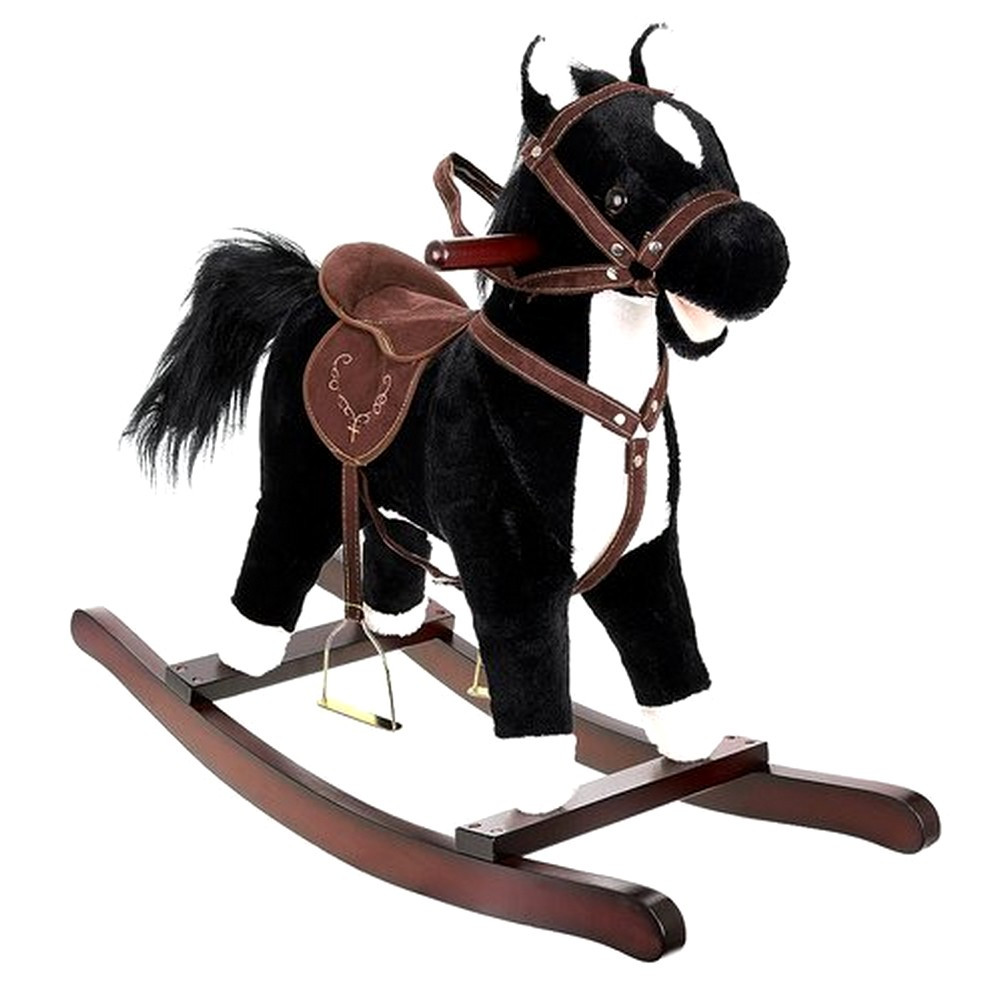 Cheval A Bascule Sonore Jouet Enfant Bebe Noir Peluches Loulomax