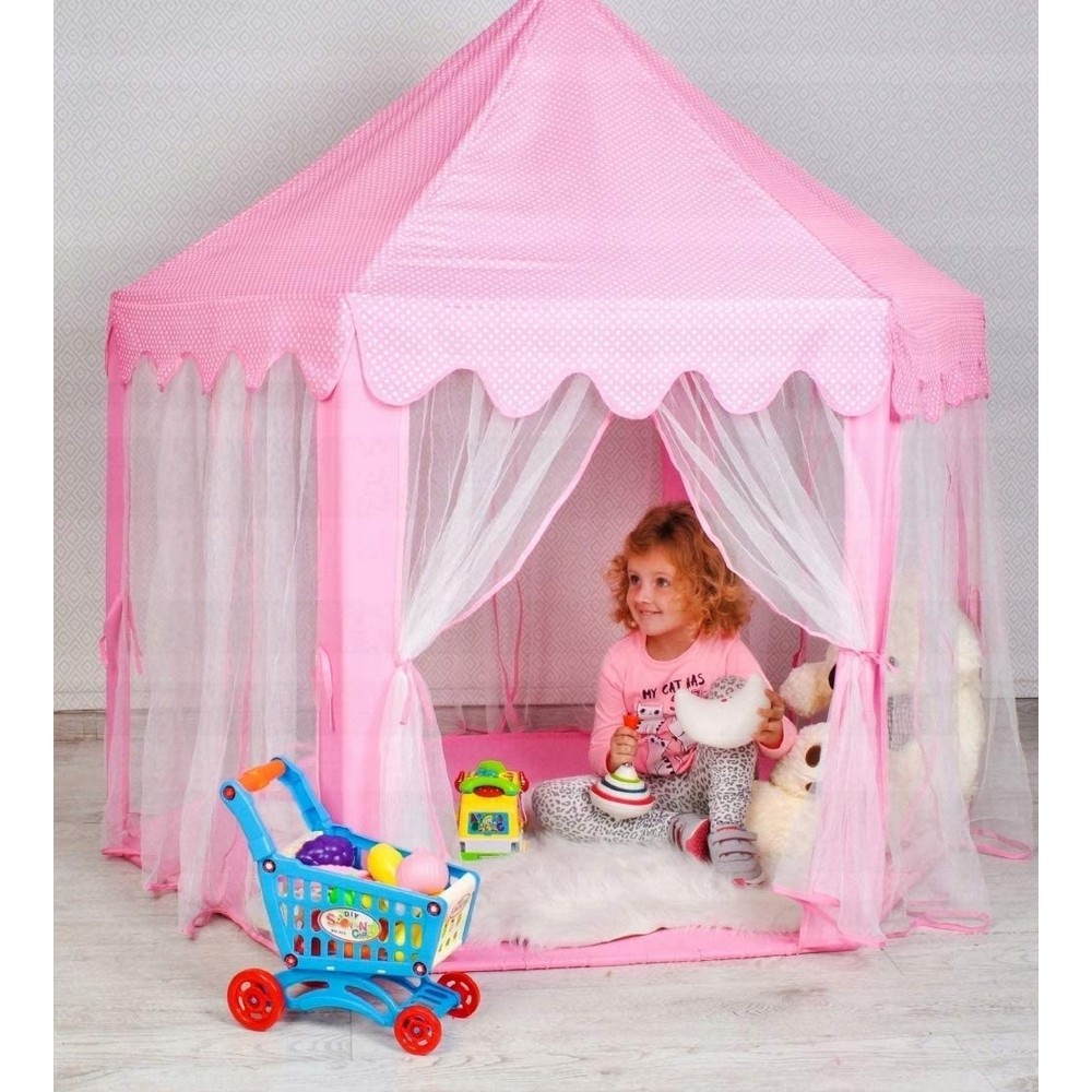 Tente Enfant Tente De Jeu Rose, Le Château De Princesse À L'intérieur,  Facile À Installer La Tente des Enfants À La Maison, for Noël,  100x126x136cm (Color : Solid Wood Bracket) : 