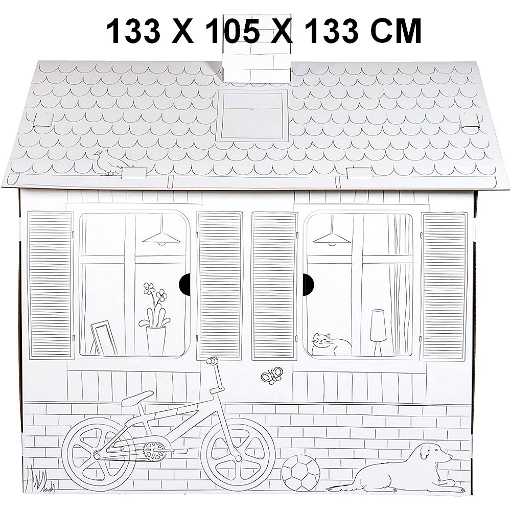 Maison De Jeu En Carton À Colorier 81,3x81,3x121,3cm